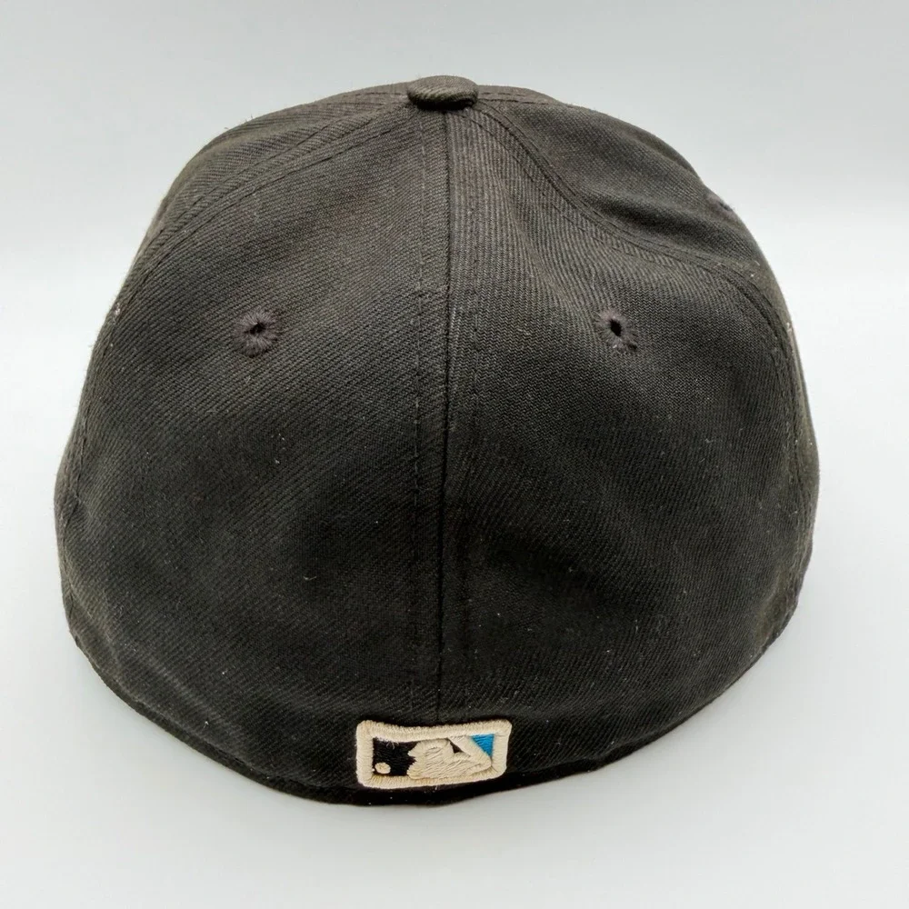 New Era Miami Marlins MLB 59FIFTY Fitted Hat Black Teal Red Logo Size 7 On-Field